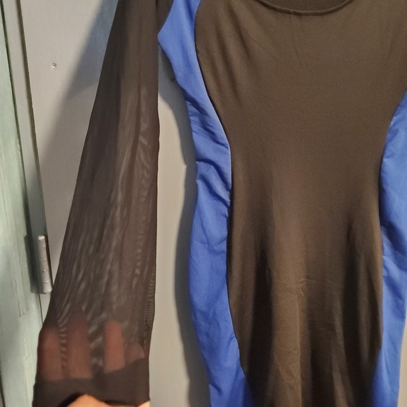 🖖2for$25🖖 NW Blue/Black Mesh Sleeve Mini Dress - Picture 3 of 3